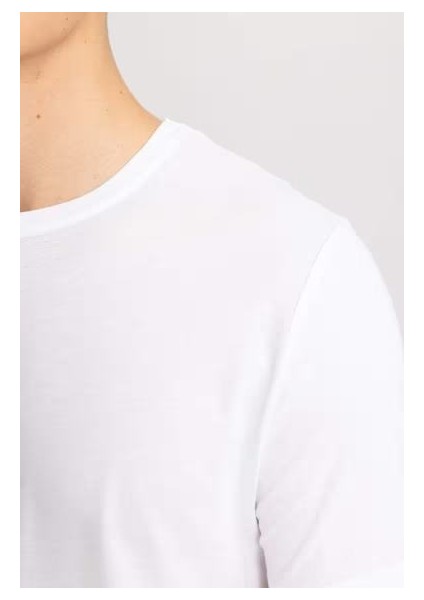 Slim Fit Bisiklet Yaka Kısa Kollu Tişört Whıte indirimleri