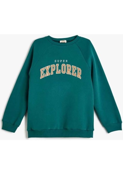 Erkek Çocuk Sweatshirt Uzun Kollu - Koton - 5WKB10240TK - Yeşil - 11-12 Yaş