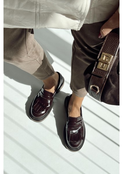 Eros Koyu Kahverengi Hakiki Deri Loafer modelleri