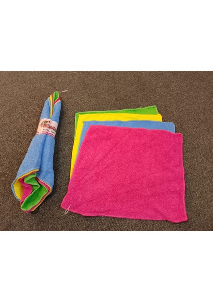 Mikrofiber Temizlik Bezi 30CM. x 30CM. 4ADET, renkler mavi , yeşil, pembe, turuncu