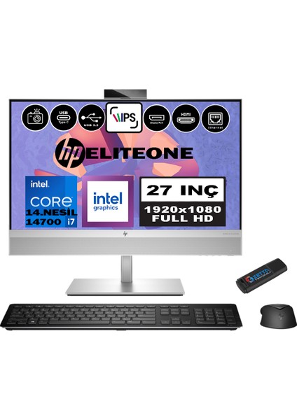 Eliteone 870 G9 14.nesil Intel® Core I7 14700 32GB Ddr5 2tb SSD Fhd 27" IPS WINDOWS11PRO All In One Bilgisayar 99A69ETW09+ZETTAUSBBELLEK