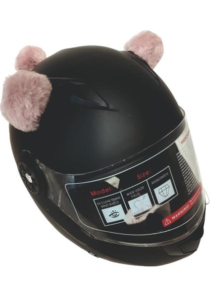 Peluş Kask Kulağı (Jk-P1) Panda Kulak - Pembe