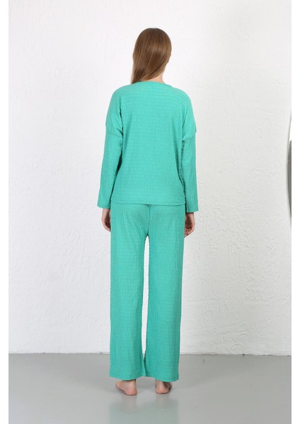 Kadın Bürümcük Kumaş Pijama Takım Yeşil 4233 indirimleri