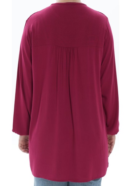 Modasen Yaka Dantelli Bağcıklı Bordo Bürümcük Kadın Bluz modelleri