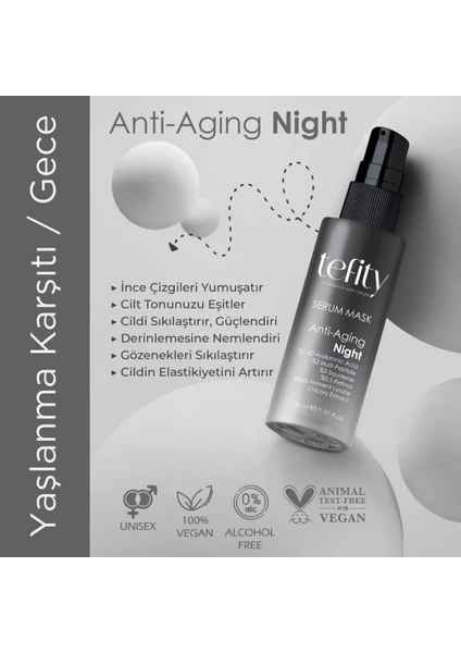 Anti-Aging Night : Yaşlanma Etkilerini Azaltan Serum Maske / Gece