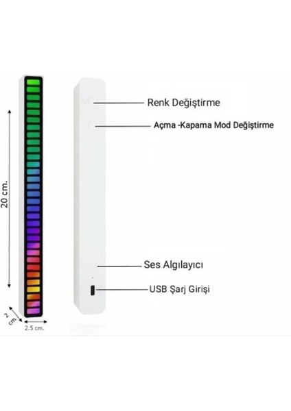 Primex PX-RGB08 Rgb Ses Algılayıcı, Rgb Müzik Ses Ritim Işığı, Araba Ev Ses LED Ritim Şerit Işığı, Çoklu Mod Rgb Ses Algılayıcı