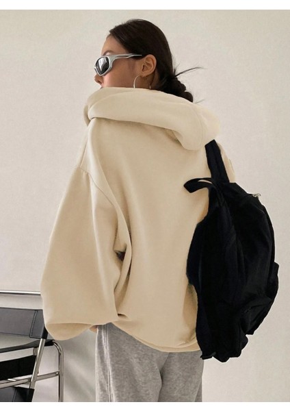 Büyük Beden Özel Tasarım Kapüşonlu Tam Fermuarlı Süper Oversize Battal Kadın Ceket-Sweatshırt fiyatları