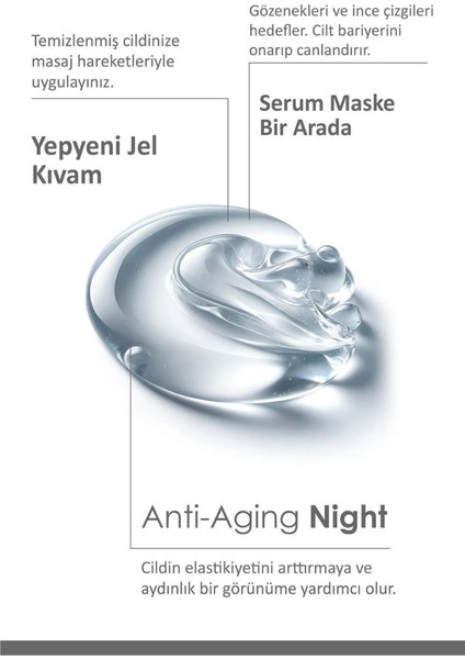 Anti-Aging Night : Yaşlanma Etkilerini Azaltan Serum Maske / Gece