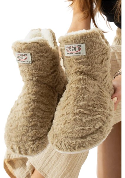 Kadın Panduf Kaydırmaz Taban Ev Botu Kalın Hafif Taban Bej modelleri