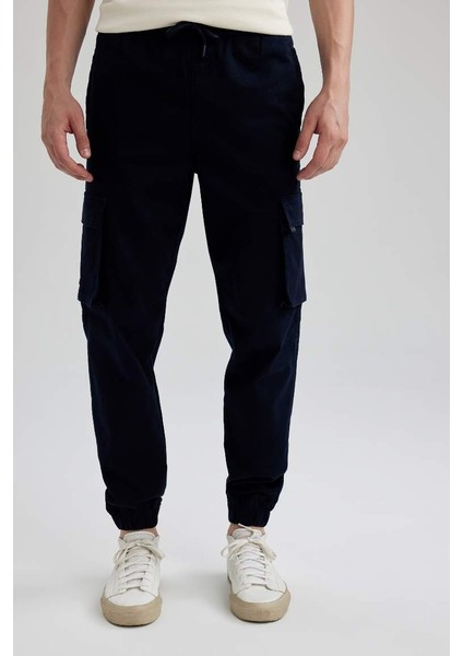 Regular Jogger Kargo Cepli Pantolon Lacivert