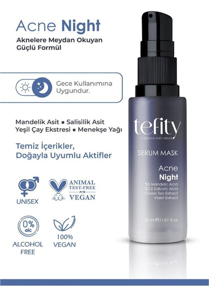 Acne Night Serum Mask : Akne ve Gözeneklere Karşı Etkili Serum Maske / Gece