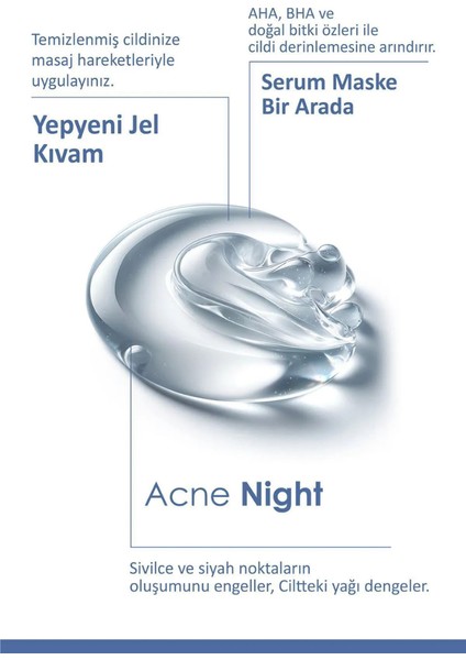 Acne Night Serum Mask : Akne ve Gözeneklere Karşı Etkili Serum Maske / Gece