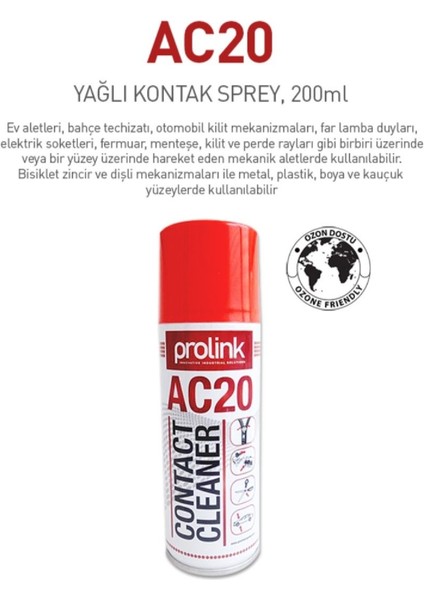 AC20 Yağlı Kontak Sprey Prolink Temizleyici Yağlayıcı