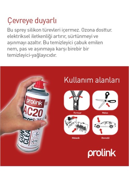 AC20 Yağlı Kontak Sprey Prolink Temizleyici Yağlayıcı