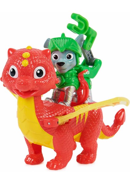 Paw Patrol Dinozorlu Kahraman Şövalyeler Oyun Seti - Rocky And Dragon Flame 20 cm