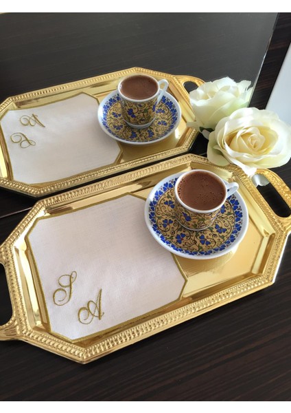 Kişiye Özel Harf Nakışlı Söz Nişan Mendili, Kahve Yanı Sunum Peçetesi, Kokteyl Peçete indirimleri