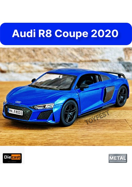 Audi R8 Coupe 2020 Çek Bırak Die - Cast Kapıları Açılabilen Metal Model Araba - Mavi 11.5 cm fırsatları