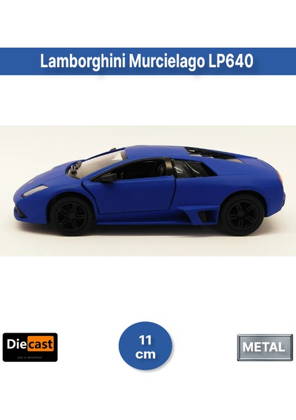 Lamborghini Murcielago LP640 Çek Bırak Kapıları Açılabilen Metal Model Araba - Mavi 11.5 cm