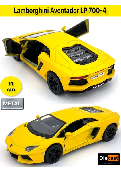 Lamborghini Aventador Lp 700-4 Çek Bırak Kapıları Açılabilen Metal Model Araba - Sarı 11.5 cm