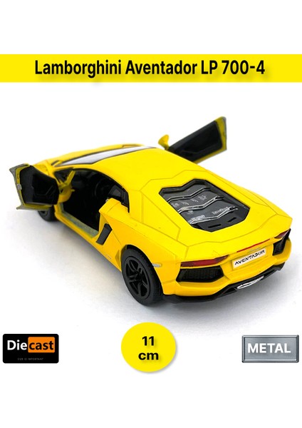 Lamborghini Aventador Lp 700-4 Çek Bırak Kapıları Açılabilen Metal Model Araba - Sarı 11.5 cm modelleri