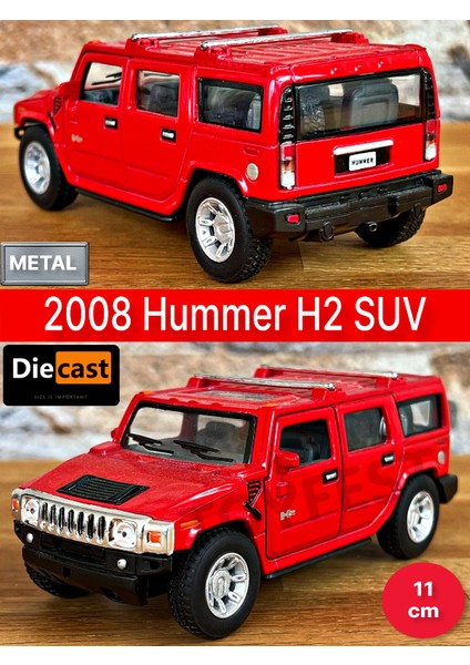 2008 Hummer H2 Suv Çek Bırak Die - Cast Kapıları Açılabilen Metal Model Araba - Kırmızı 11.5 cm fiyatları