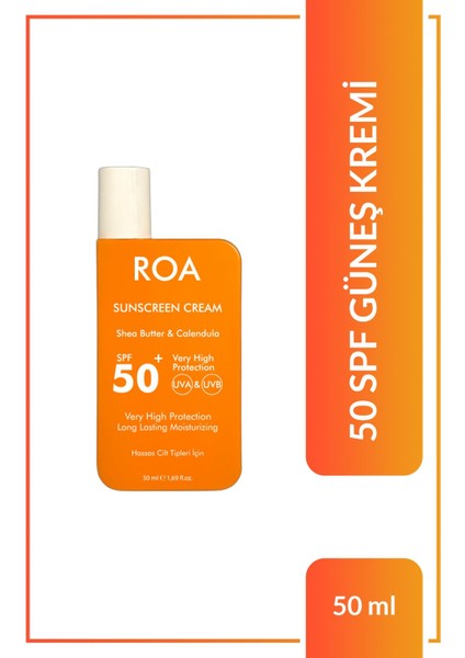 Roa Bitkisel 50 Spf Sunscreen Cream 50 ml Hassas Cilt Tipleri Için