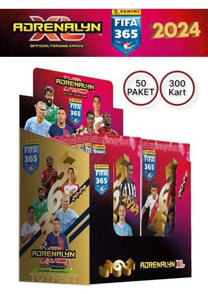 Panini Adrenalyn Fifa 365 - 2024 Official Trading Card Futbolcu Kartları Etiketi ( 50 Paket )