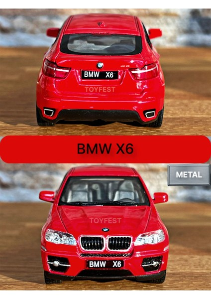 Bmw X6 Çek Bırak Die - Cast Kapıları Açılabilen Metal Model Araba - Kırmızı 1:32 - 11.5 cm modelleri