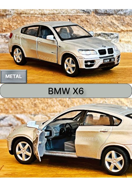 Bmw X6 Çek Bırak Die - Cast Kapıları Açılabilen Metal Model Araba - Gri 1:32 - 11.5 cm