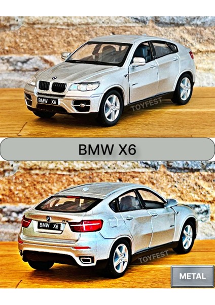 Bmw X6 Çek Bırak Die - Cast Kapıları Açılabilen Metal Model Araba - Gri 1:32 - 11.5 cm modelleri