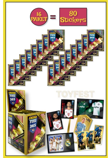 Panini Fifa 365 2024 Futbolcu Stickers Kartları - 16 Paket ( 80 Stickers )