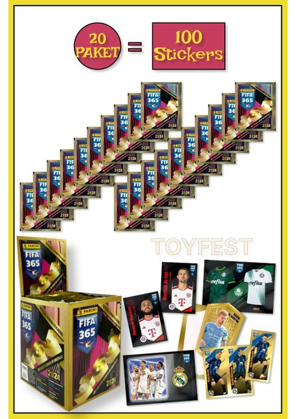 Panini Fifa 365 2024 Futbolcu Stickers Kartları - 20 Paket ( 100 Stickers )
