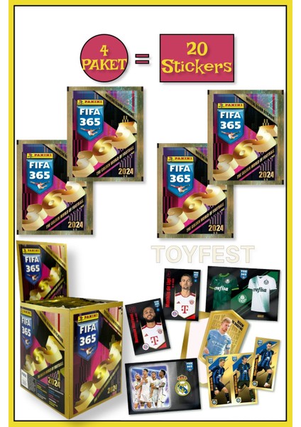 Panini Fifa 365 2024 Futbolcu Stickers Kartları - 4 Paket ( 20 Stickers )