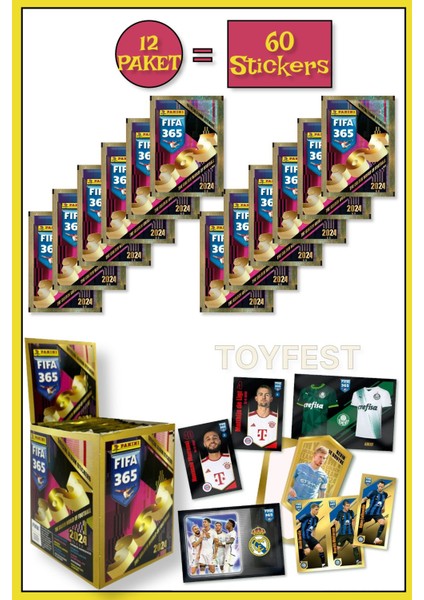 Panini Fifa 365 2024 Futbolcu Stickers Kartları - 12 Paket ( 60 Stickers )
