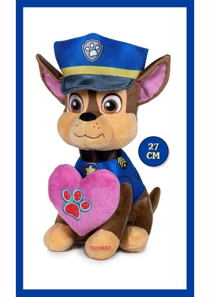 Paw Patrol Figür Peluş Oyuncak Love Serisi - Chase - 27 cm