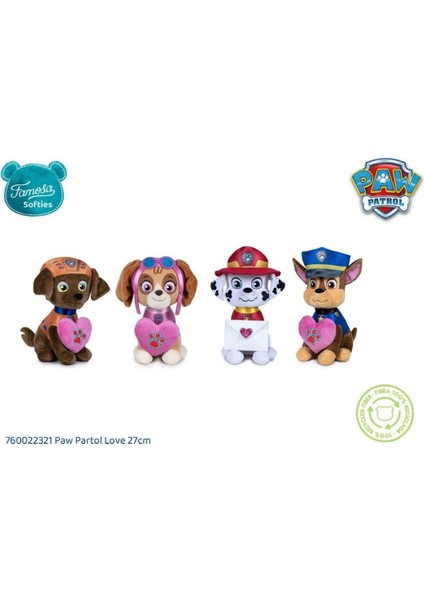 Paw Patrol Figür Peluş Oyuncak Love Serisi - Chase - 27 cm