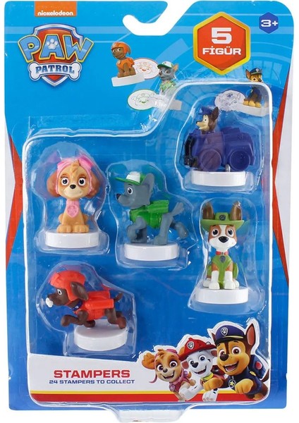 Paw Patrol Damgalı Mühürlü 5 Li Figür Seti ( Tracker - Chase - Rocky - Skye - Zuma ) 4 - 7 cm