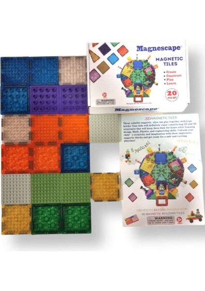 Magnescape Magnetic Tiles Mıknatıslı 3D Yapı Oyuncağı - 20 Parça