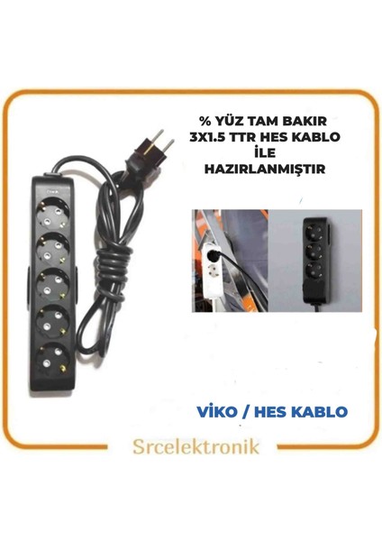 Multi-Let 5 Li 1.5 Hes Kablo (1 Ile 10 Metre Arası) Topraklı Çocuk Korumalı Uzatma ( 3X1.5 Hes Kablo Tam Bakır) Ttr Kablo Tseli Ho5Vv-F