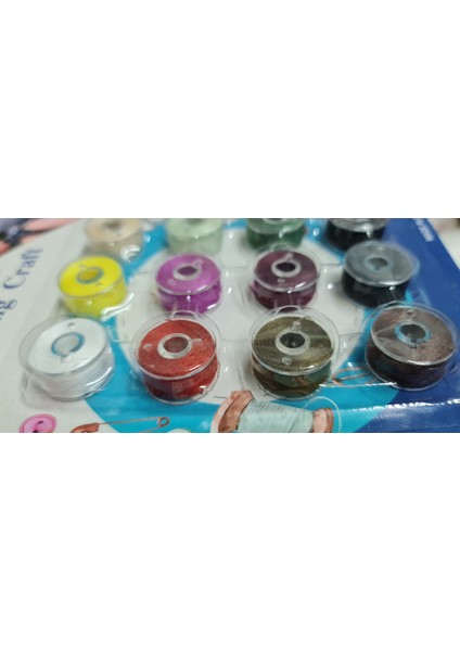 12 Adet Renkli Ipiyle Ev Tipi Makineler Için Plastik Masura