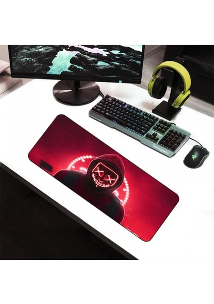70X30 cm HACKER Desenli Dikişli Kaydırmaz Tabanlı Speed Ver. Mouse Pad Oyuncu Gaming