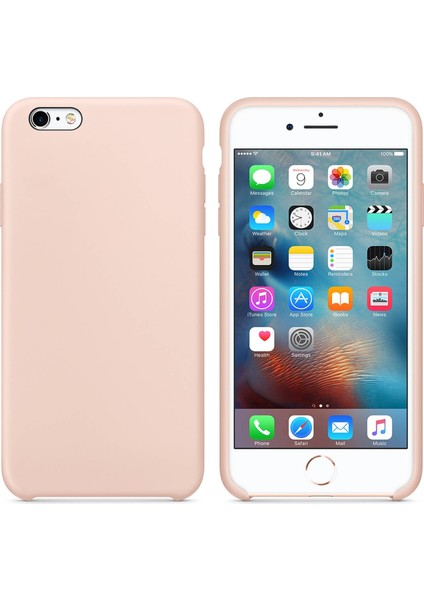 Apple iPhone 6S Plus Altı Açık Liquit Lansman Silikon Toz Pembe