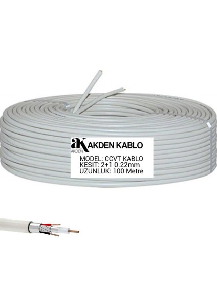 Cctv Kamera Kablosu 100 Metre 2+1 0.22MM