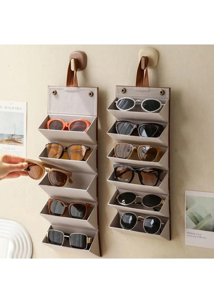 El Yapımı Deri 5'li Gözlük Taşıma ve Saklama Çantası Organizer Seyahat Deri ve Suet fiyatları