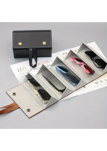 El Yapımı Deri 5'li Gözlük Taşıma ve Saklama Çantası Organizer Seyahat Deri ve Suet modelleri