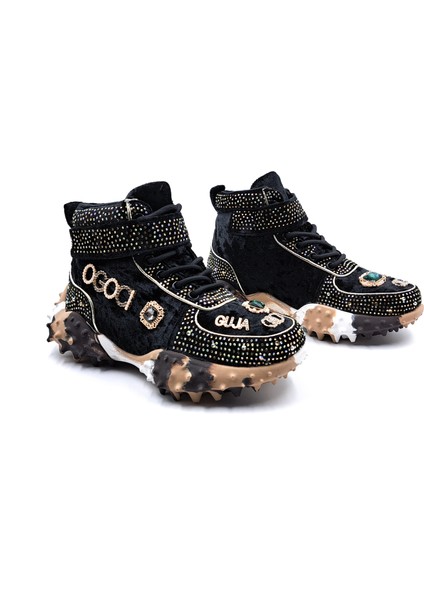 G24K351 Özel Tasarım Taşlı ve Bilekli Siyah Renk Kadın Sneaker indirimleri