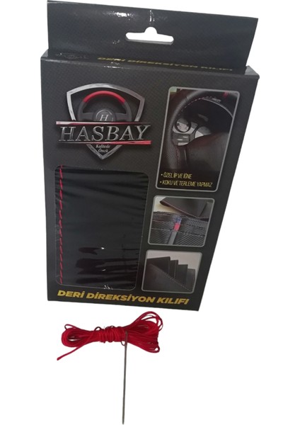 Dikişli Deri Direksiyon Kılıfı Noktalı Deri Kırmızı Dikişli Ford Focus Için modelleri