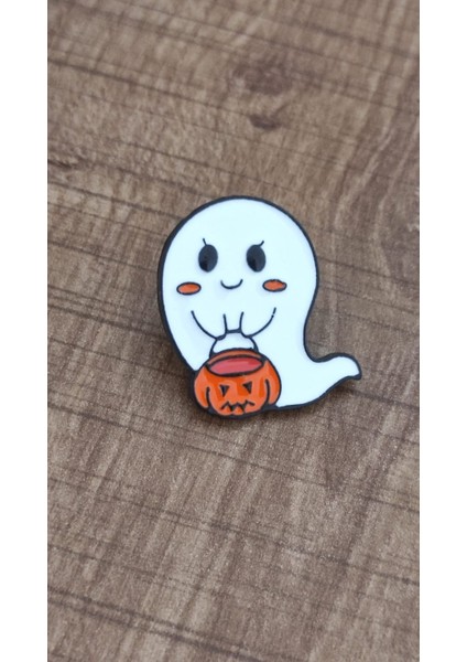 Halloween Hayalet Rozet Model 1. Mineli, Metal. Cadılar Bayramı, Halloween Rozet. Broş, Pin.