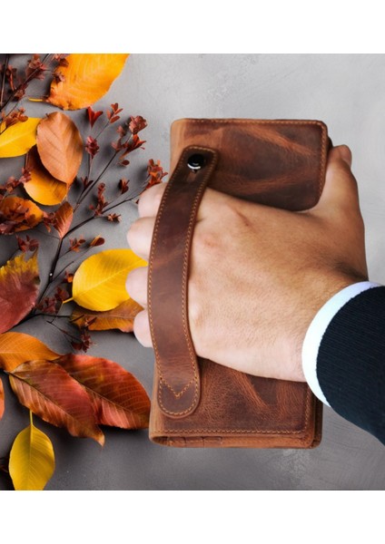 Bc Barse Collection Deri Telefon Bölmeli Mıknatıslı Elde TaşıMA Bantlı Cüzdan Kartlık