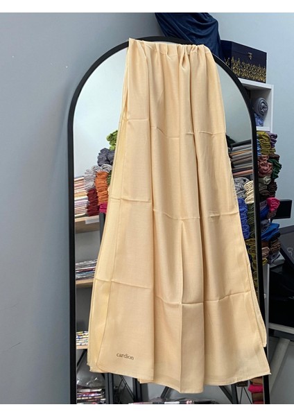 Cardion Kenar Şerit Desen Pamuk Ipek Şal Bej Renk modelleri